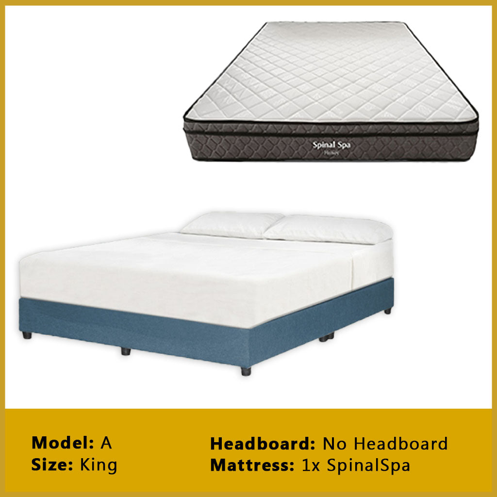 Gracie Divan Bed Frame with Foam Padded Headboard w/ Mattress - All Sizes Available