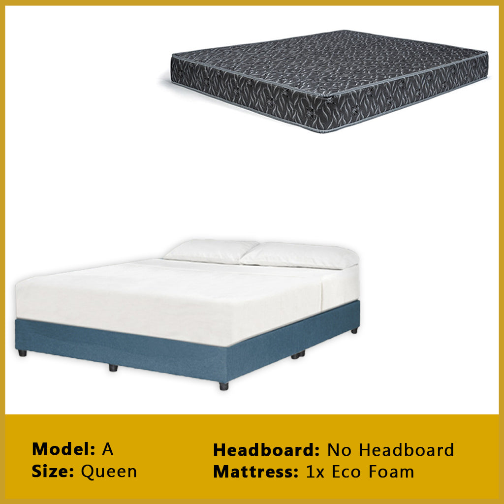 Gracie Divan Bed Frame with Foam Padded Headboard w/ Mattress - All Sizes Available
