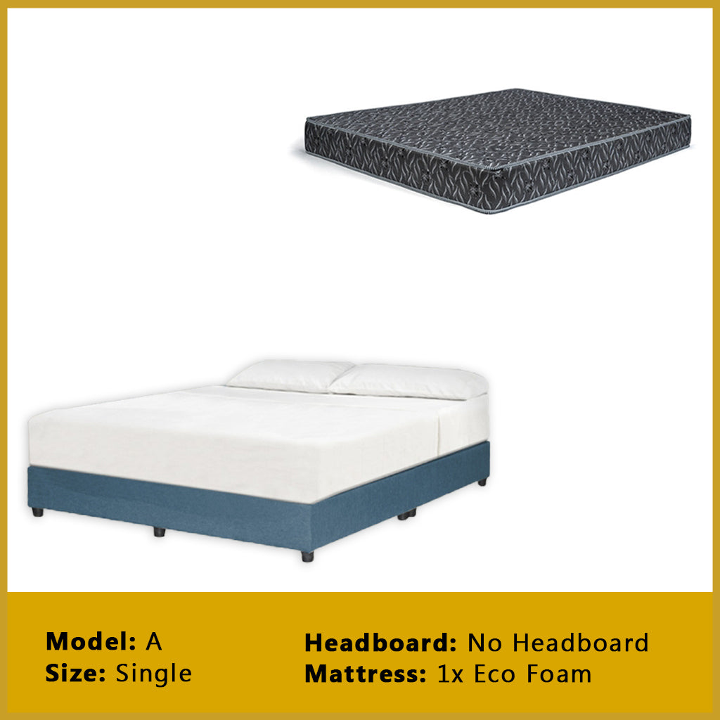 Gracie Divan Bed Frame with Foam Padded Headboard w/ Mattress - All Sizes Available