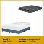 Gracie Divan Bed Frame with Foam Padded Headboard w/ Mattress - All Sizes Available