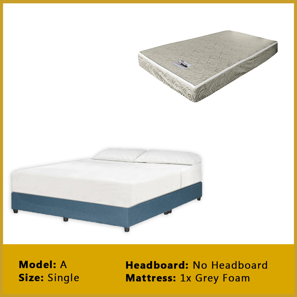 Gracie Divan Bed Frame with Foam Padded Headboard w/ Mattress - All Sizes Available