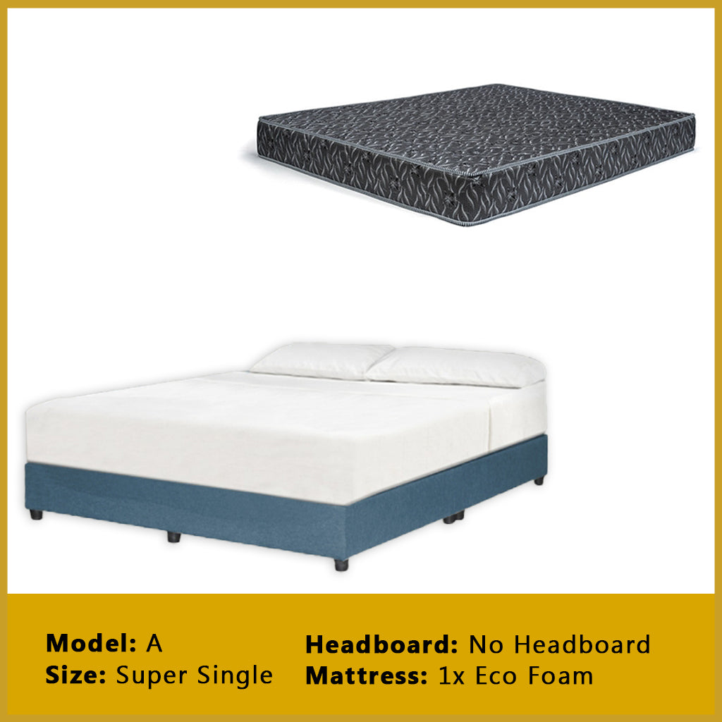 Gracie Divan Bed Frame with Foam Padded Headboard w/ Mattress - All Sizes Available