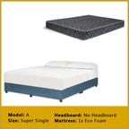 Gracie Divan Bed Frame with Foam Padded Headboard w/ Mattress - All Sizes Available