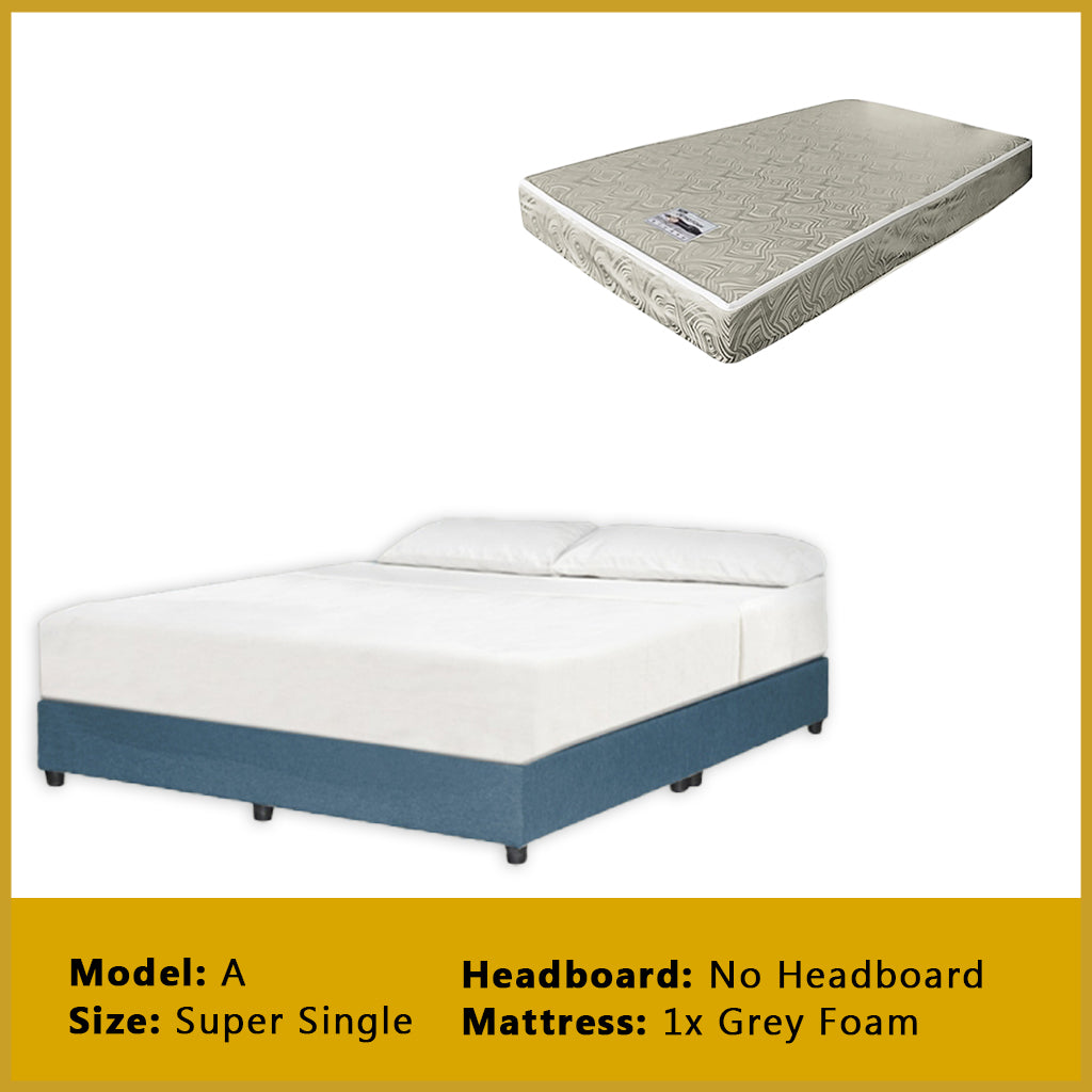 Gracie Divan Bed Frame with Foam Padded Headboard w/ Mattress - All Sizes Available