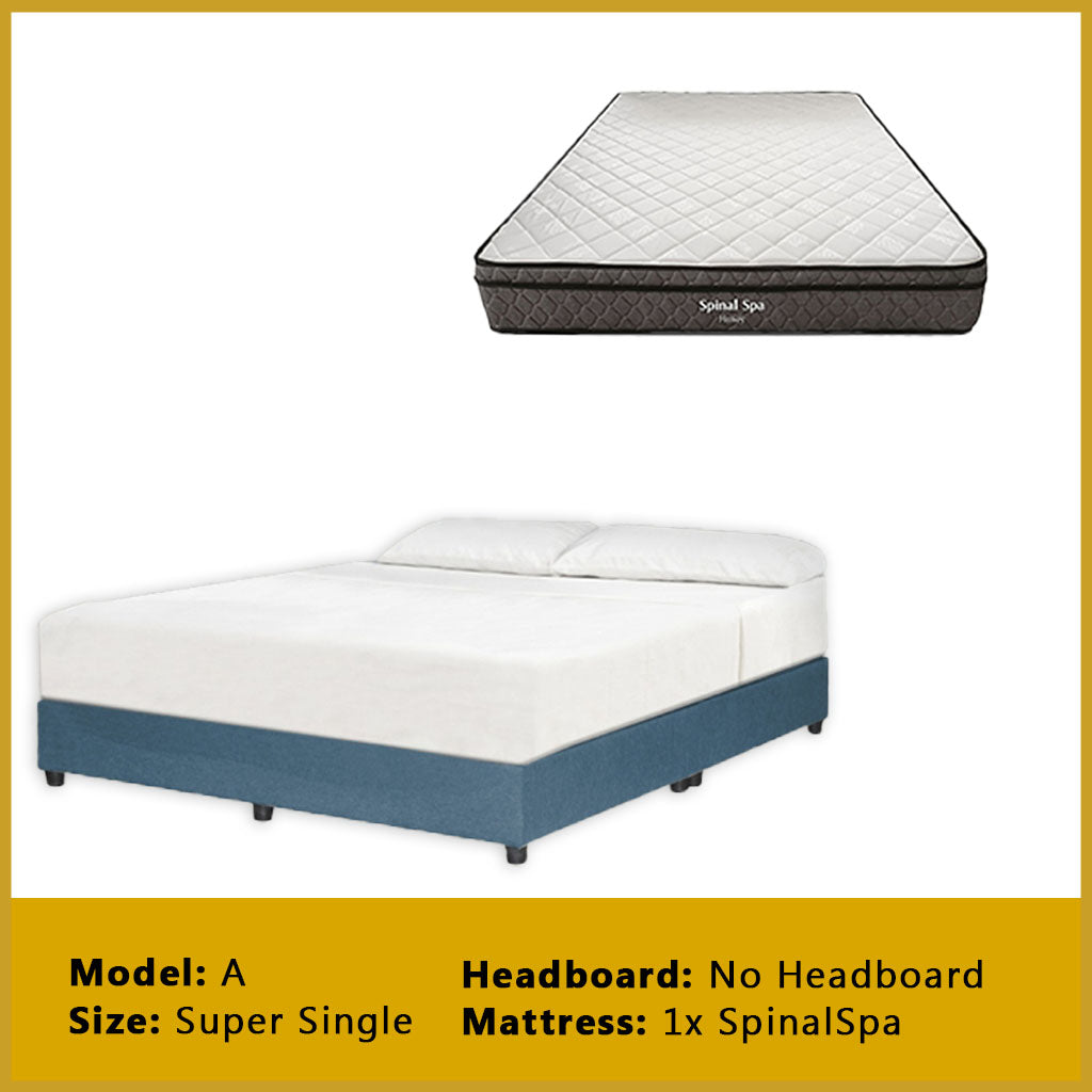 Gracie Divan Bed Frame with Foam Padded Headboard w/ Mattress - All Sizes Available