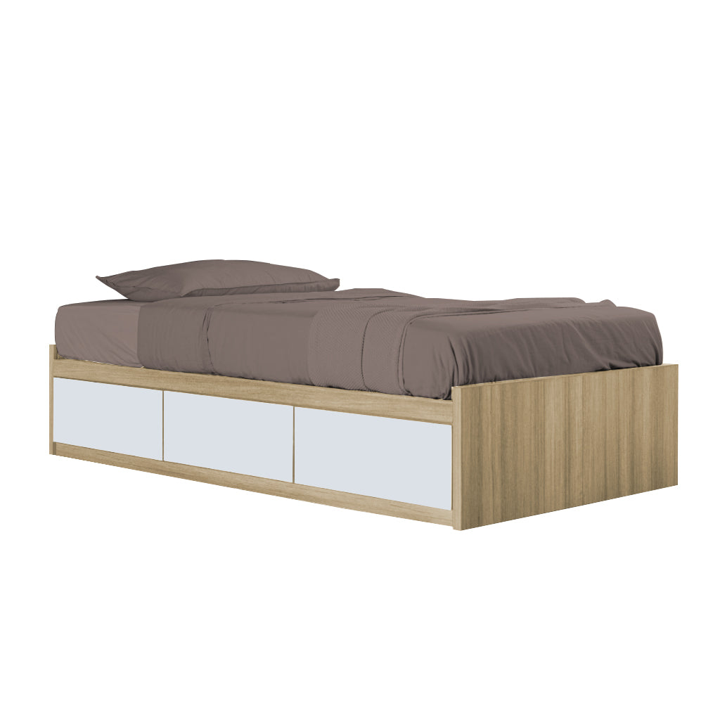 Talin Drawers Storage Bed Frame / Fully Laminated Eco Board without Headboard in 6 Colour Options