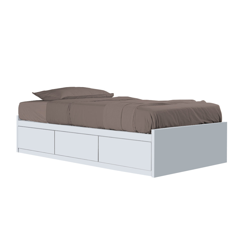 Talin Drawers Storage Bed Frame / Fully Laminated Eco Board without Headboard in 6 Colour Options