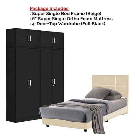 Image of Toluca Bedroom Set Series 6 Includes Wardrobe/Bed Frame/Mattress - All Sizes Available