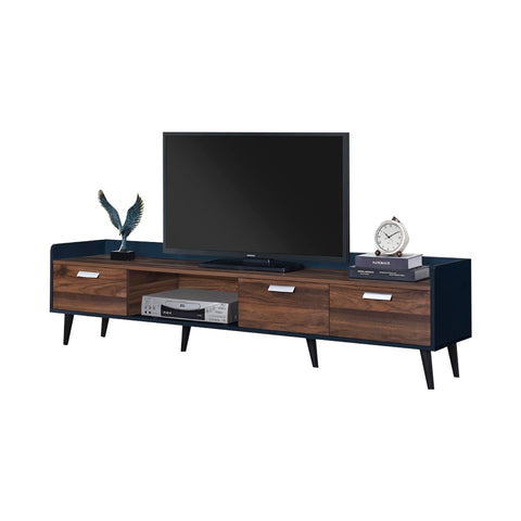 Image of Duisburg Series 16 Wood TV Console Cabinet In Dark Blue + Walnut