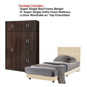 Toluca Bedroom Set Series 6 Includes Wardrobe/Bed Frame/Mattress - All Sizes Available