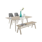 Napoli Solid Wood Dining Set Table with Chair and Bench - Available in Natural and Walnut Colour
