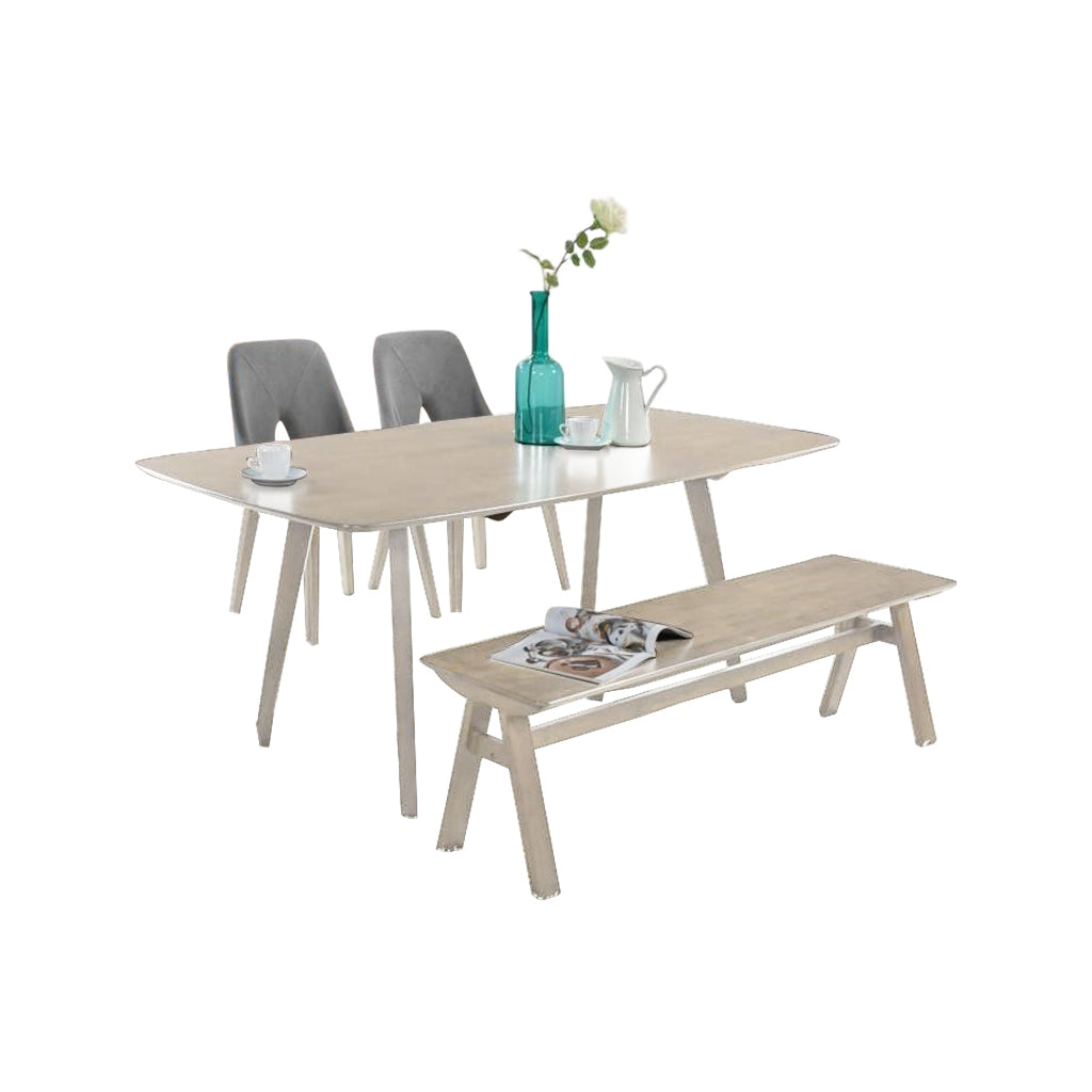 Napoli Solid Wood Dining Set Table with Chair and Bench - Available in Natural and Walnut Colour