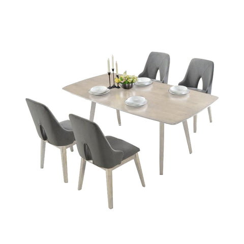 Image of Napoli Solid Wood Dining Set Table with Chair and Bench - Available in Natural and Walnut Colour