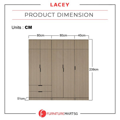 Image of Lacey Series 2 Customizable Modular Wardrobe up to 10-Door in Natural Colour