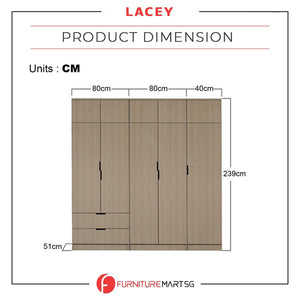 Lacey Series 2 Customizable Modular Wardrobe up to 10-Door in Natural Colour
