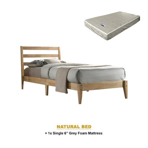 Image of Heyin Single Wooden Bed Frame with Underbed Clearance for Extra Storage - with Mattress Option