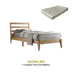 Heyin Single Wooden Bed Frame with Underbed Clearance for Extra Storage - with Mattress Option