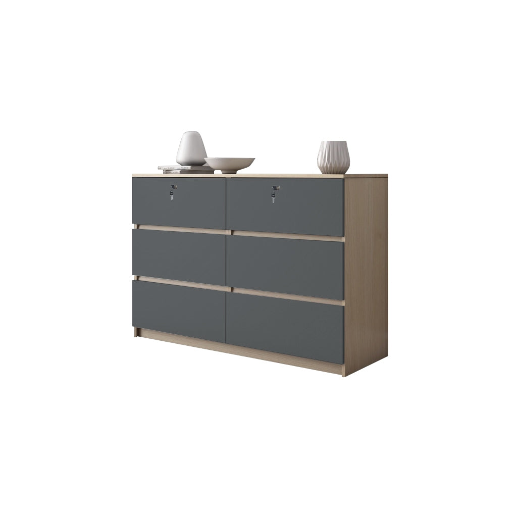Ignis 6 Drawers Premium Chest of Drawers Full Laminated Back Panel in 6 Colours