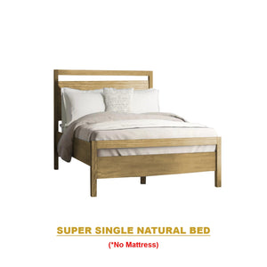 Finna Solid Rubberwood Bed Frame Single, Super Single, Queen w/ Pull-Out Option