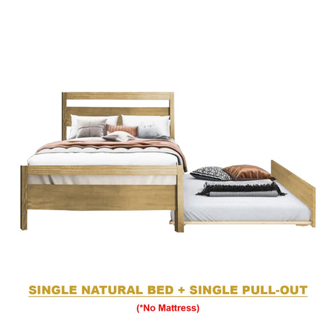 Image of Finna Solid Rubberwood Bed Frame Single, Super Single, Queen w/ Pull-Out Option