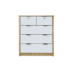 Flori 5-Drawers Premium Chest of Drawers Full Laminated Back Panel in 6 Colours