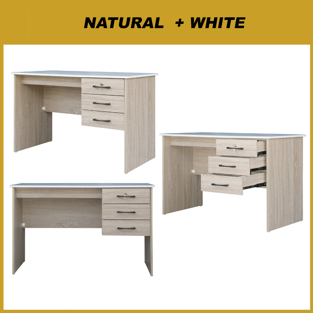 Derek Study Computer Office Table with Drawer w/ Lock in 4 Colours
