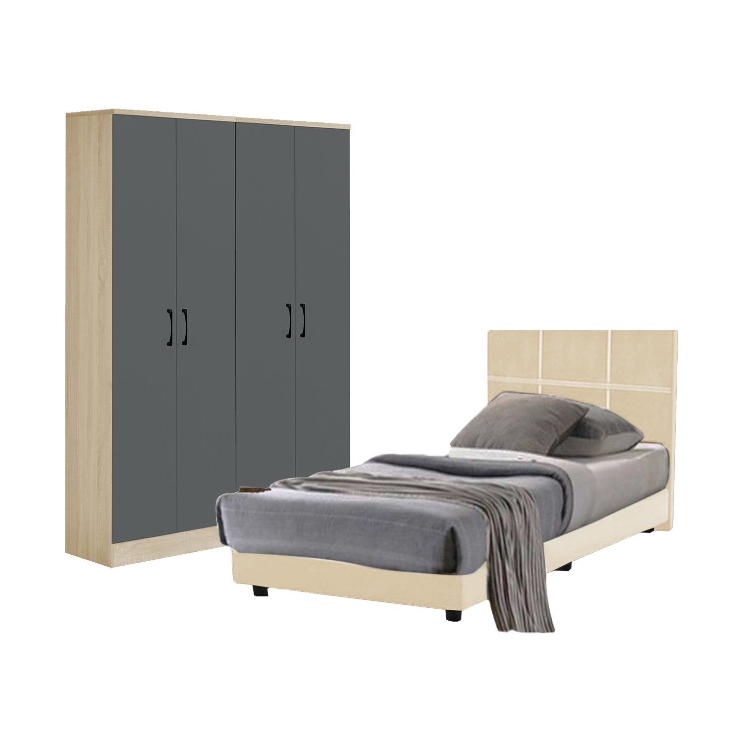 Toluca Bedroom Set Series 8 Includes Wardrobe/Bed Frame/Mattress In Queen And King Size.Free Installation