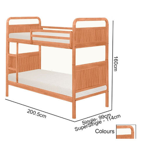 Image of Stella Series12 Solid Mahogany Wood Bunk Bed with Pull-Out Add On Option Single/Super Single Size