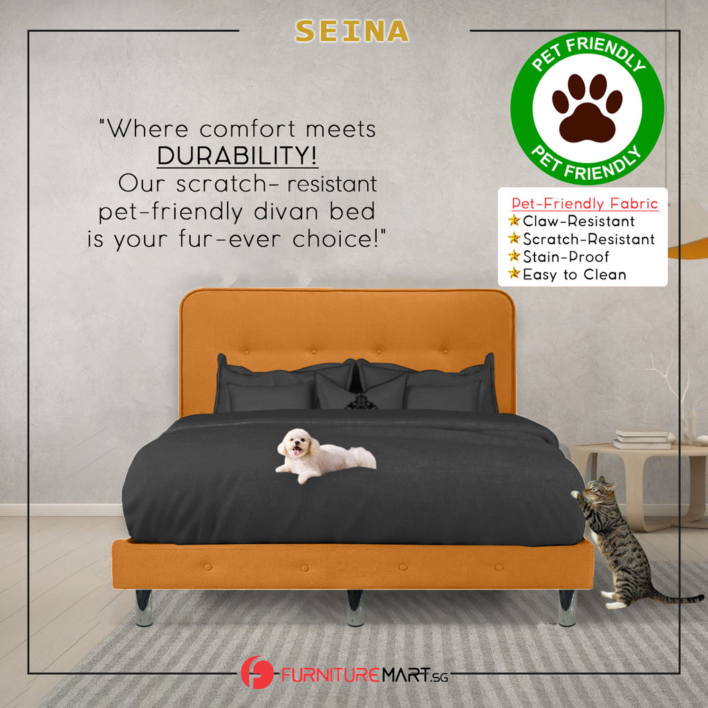 Siena Divan Bed Frame Pet Friendly Scratch-Resistant Fabric - With Mattress Add On - All Sizes Available