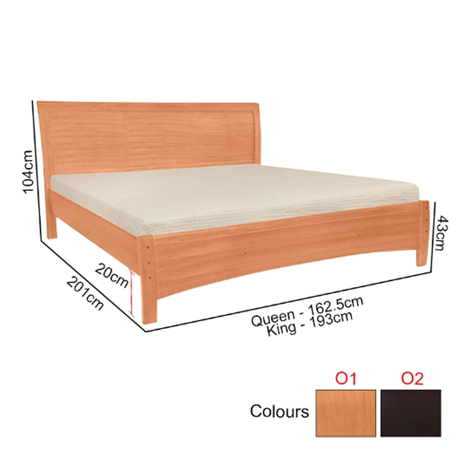 Gianna Series O Wooden Bed Frame Queen and King Size