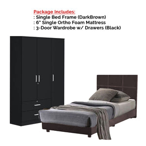 Toluca Bedroom Set Series 2 Includes Wardrobe/Bed Frame/Mattress In Single And Super Single Size.Free Installation