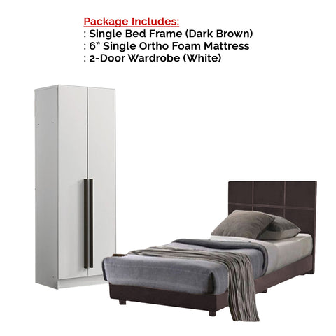 Image of Toluca Bedroom Set Series 7 Includes Wardrobe/Bed Frame/Mattress In Single And Super Single Size.Free Installation