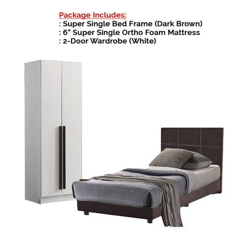 Image of Toluca Bedroom Set Series 7 Includes Wardrobe/Bed Frame/Mattress In Single And Super Single Size.Free Installation