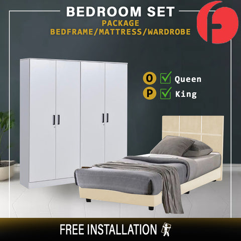 Image of Toluca Bedroom Set Series 8 Includes Wardrobe/Bed Frame/Mattress In Queen And King Size.Free Installation