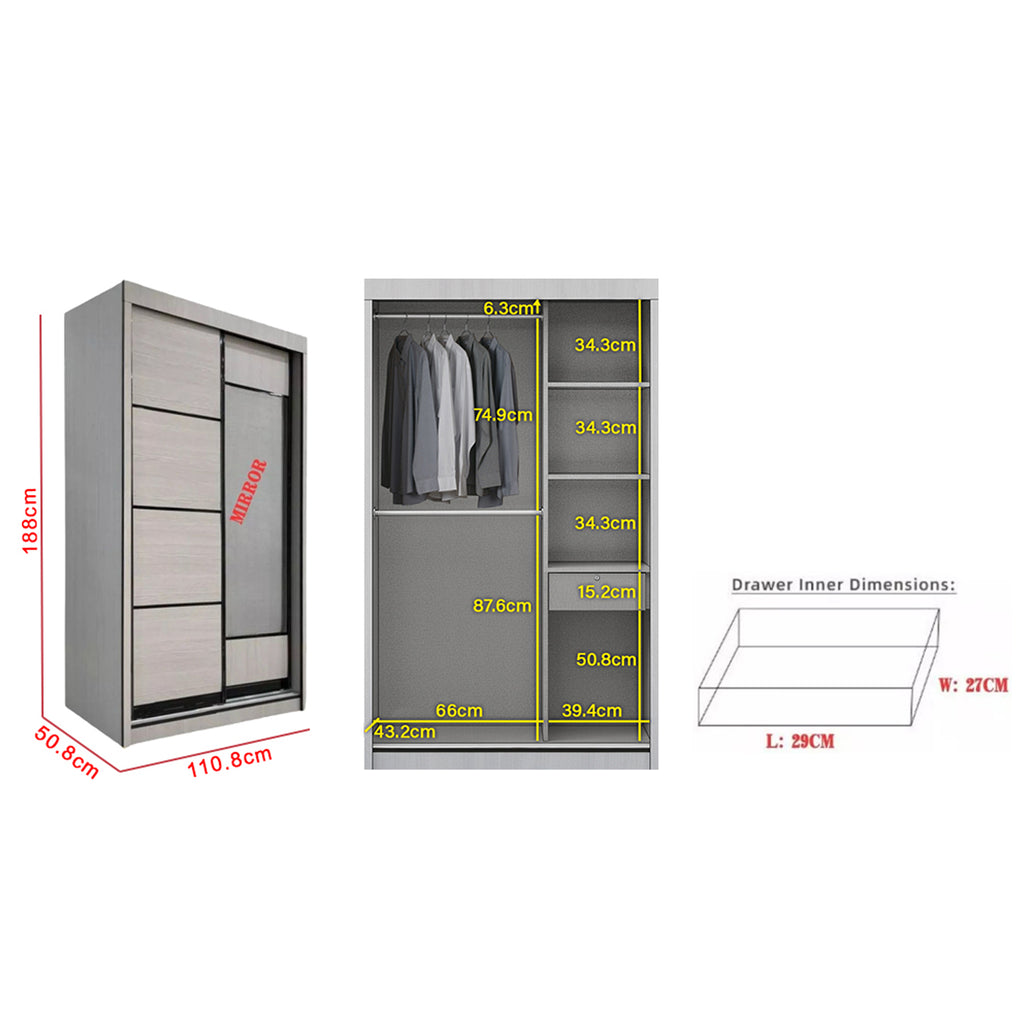 Lindy Series15 4 Feet Solid Sliding Door Wardrobe
