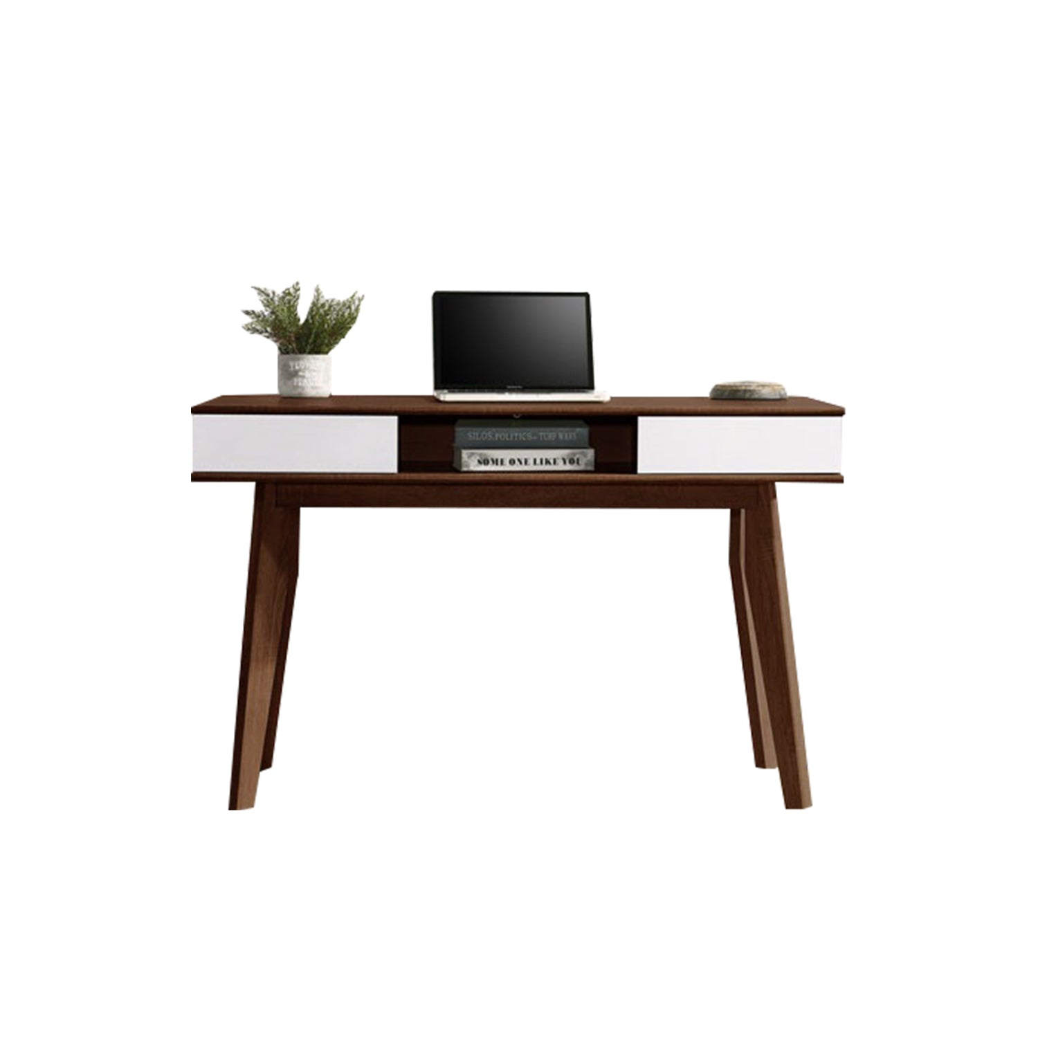 Ayer Series 15 Study Table Computer Table in Walnut with White Colour