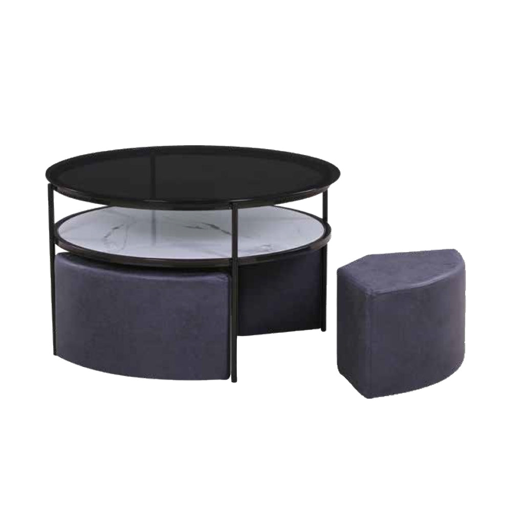 Keana Series 13 Premium Coffee Center Table Steel Metal Leg + Marble Ceramic Top