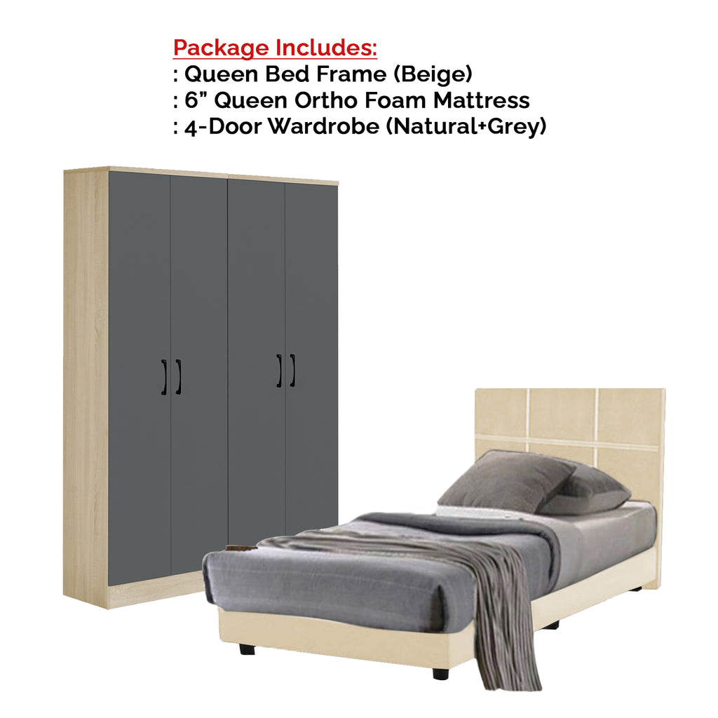 Toluca Bedroom Set Series 8 Includes Wardrobe/Bed Frame/Mattress In Queen And King Size.Free Installation