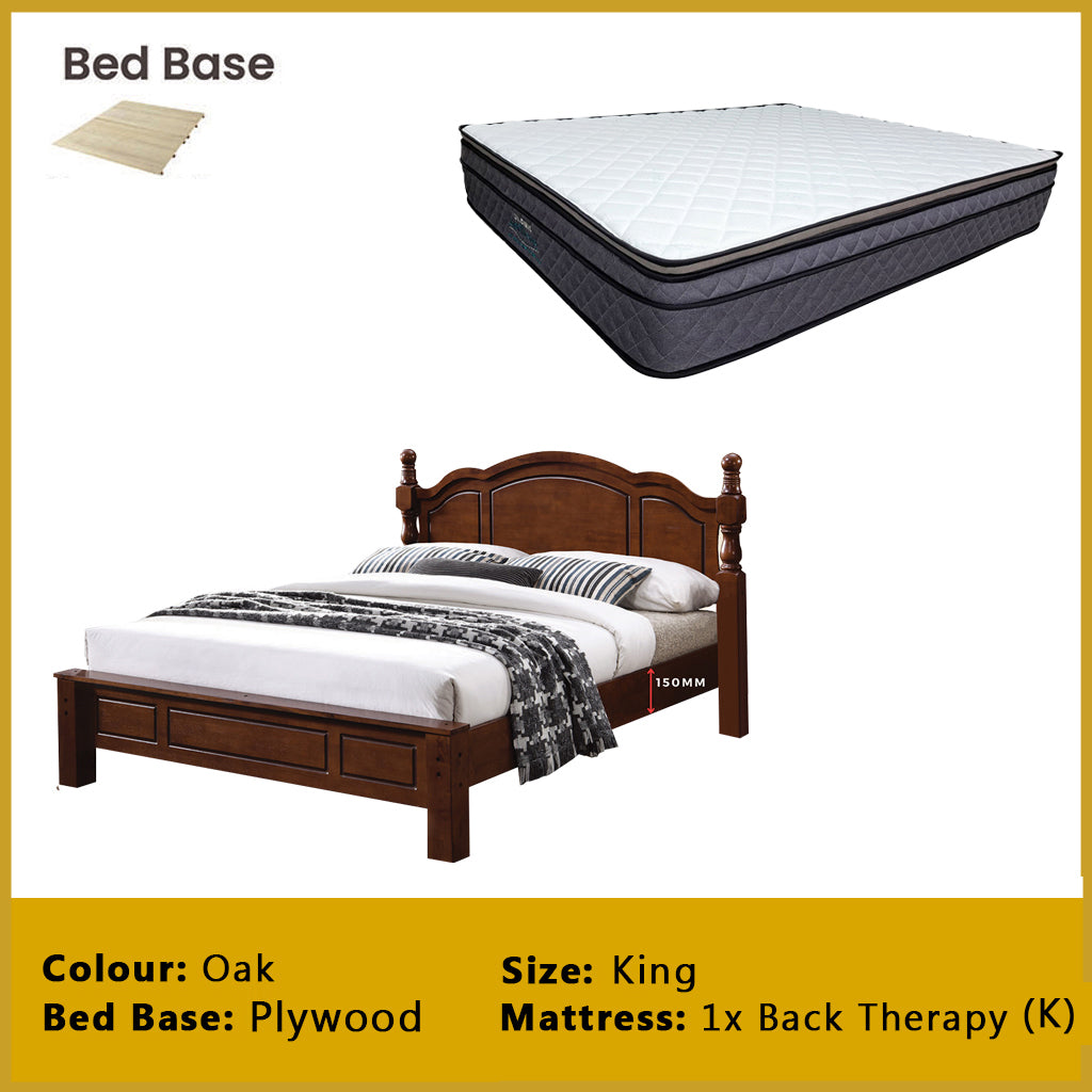 Estus Wooden Bedframe MDF + Veneer W/ Plywood Base Queen/King Size - w/ Mattress Option