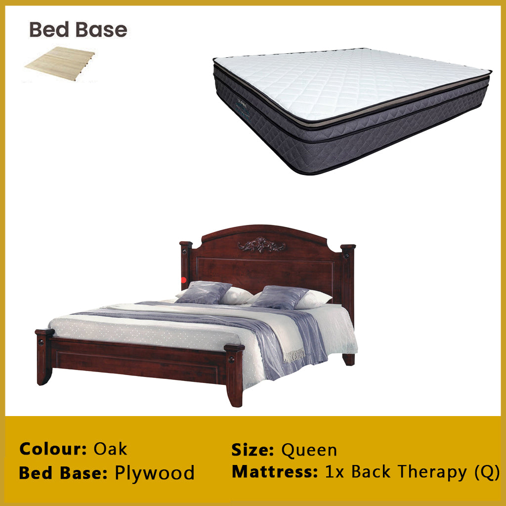 Cade Wooden Bedframe Solid Wood With Plywood Base Queen Size - w/ Mattress Option