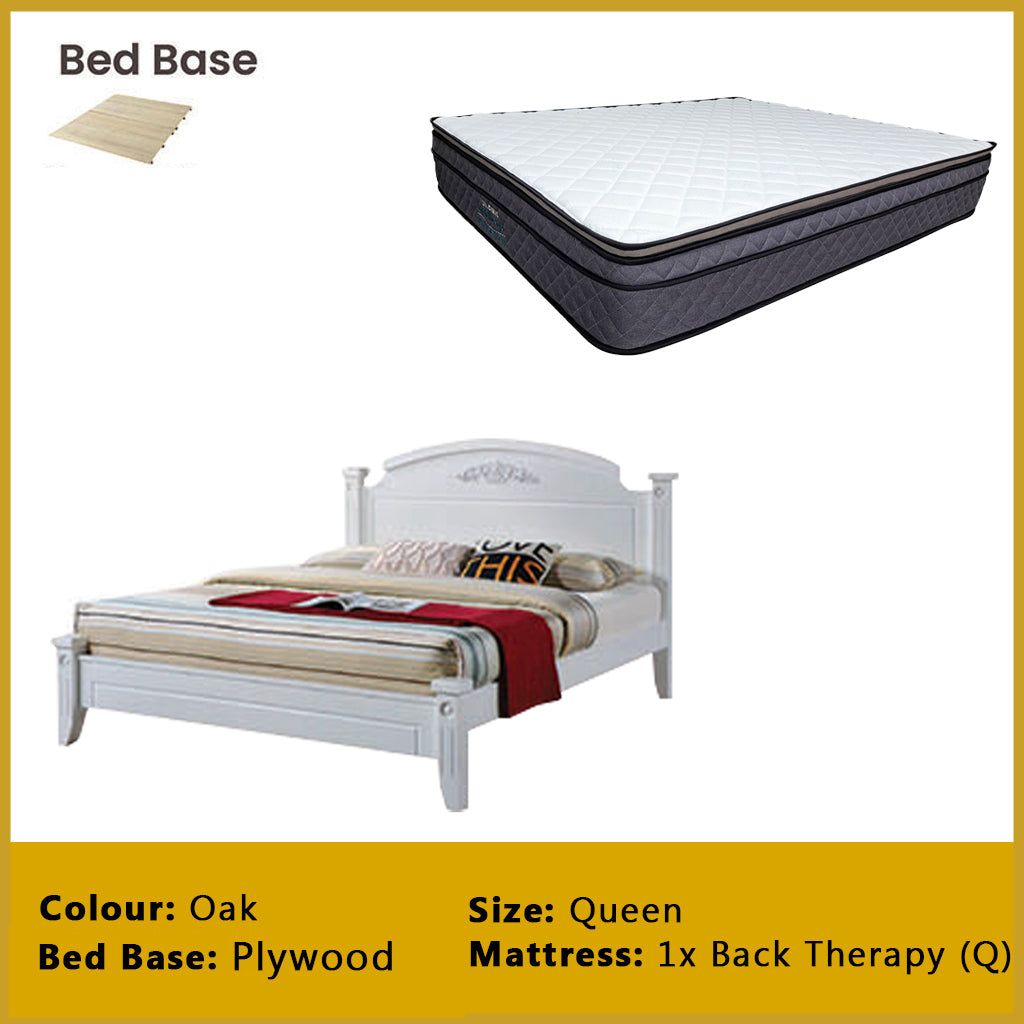 Cadeyn Wooden Bedframe Solid Wood With Plywood Base Queen Size - w/ Mattress Option