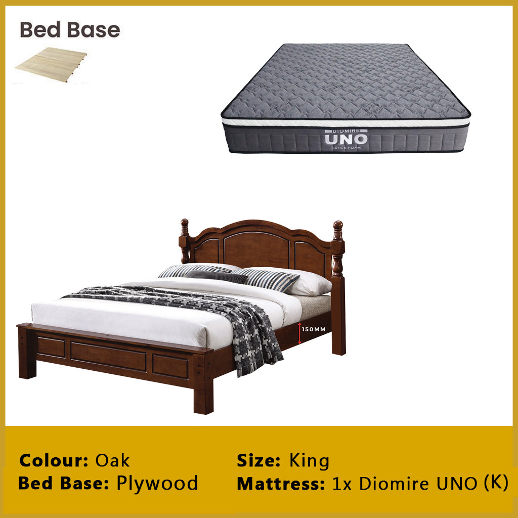 Estus Wooden Bedframe MDF + Veneer W/ Plywood Base Queen/King Size - w/ Mattress Option