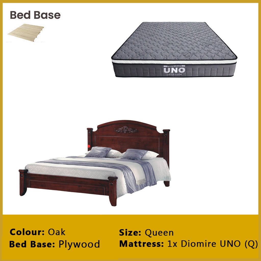 Cade Wooden Bedframe Solid Wood With Plywood Base Queen Size - w/ Mattress Option