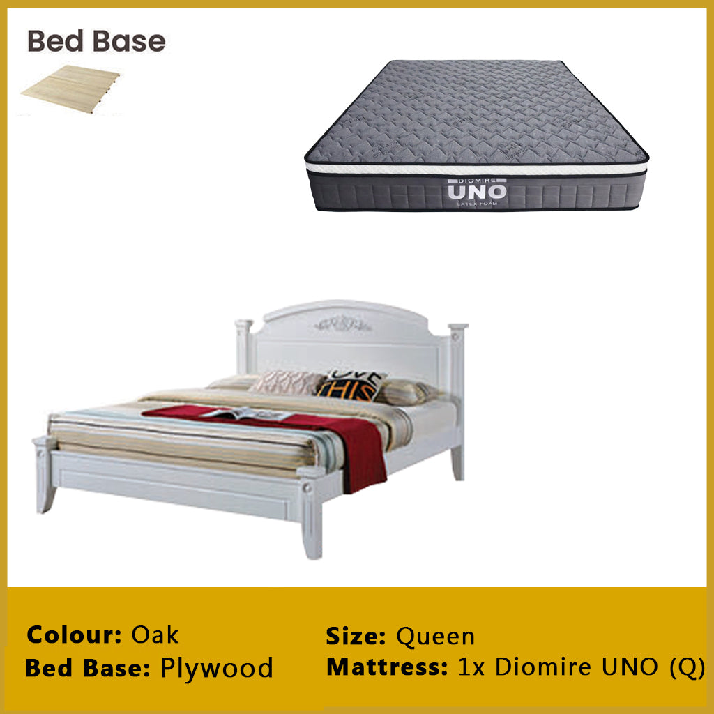 Cadeyn Wooden Bedframe Solid Wood With Plywood Base Queen Size - w/ Mattress Option
