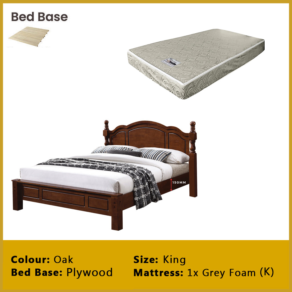 Estus Wooden Bedframe MDF + Veneer W/ Plywood Base Queen/King Size - w/ Mattress Option