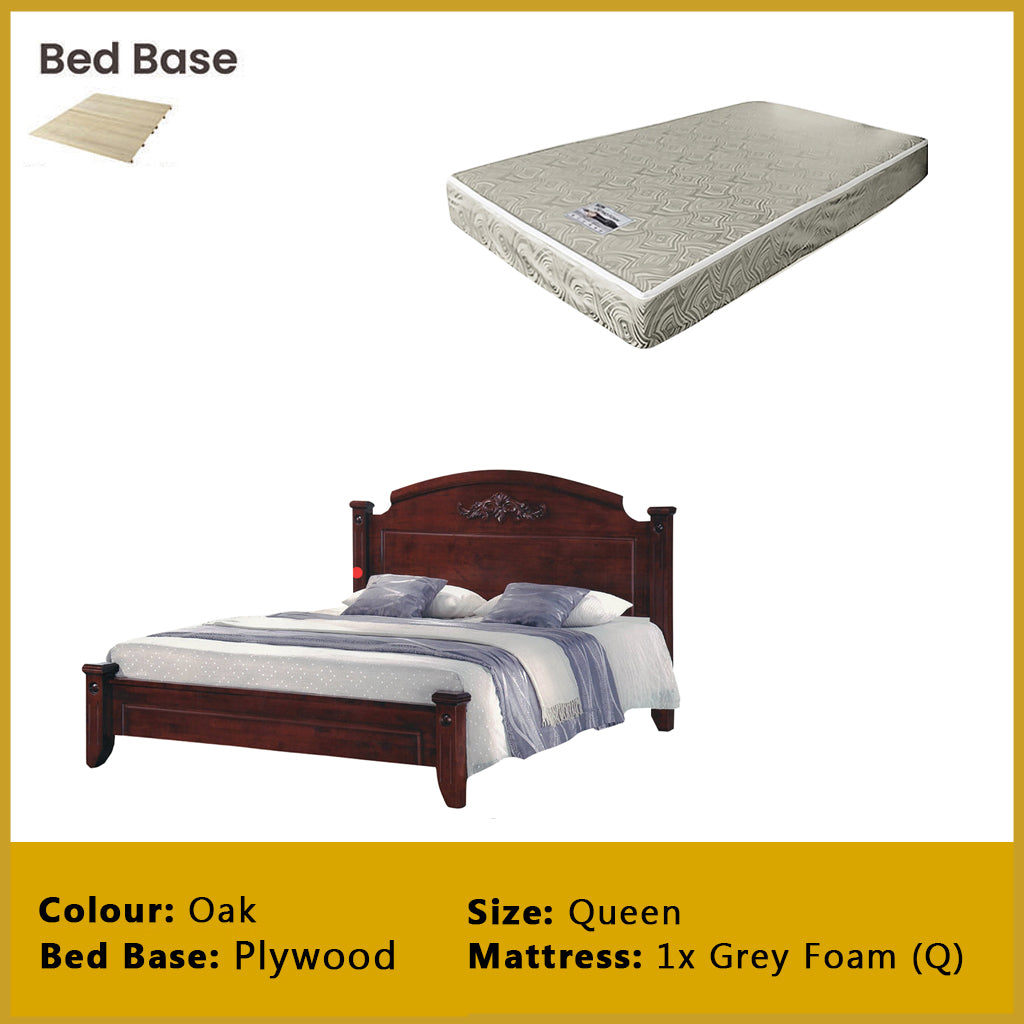 Cade Wooden Bedframe Solid Wood With Plywood Base Queen Size - w/ Mattress Option