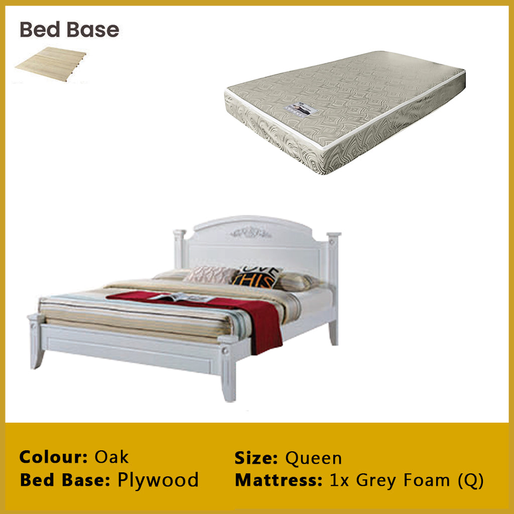 Cadeyn Wooden Bedframe Solid Wood With Plywood Base Queen Size - w/ Mattress Option