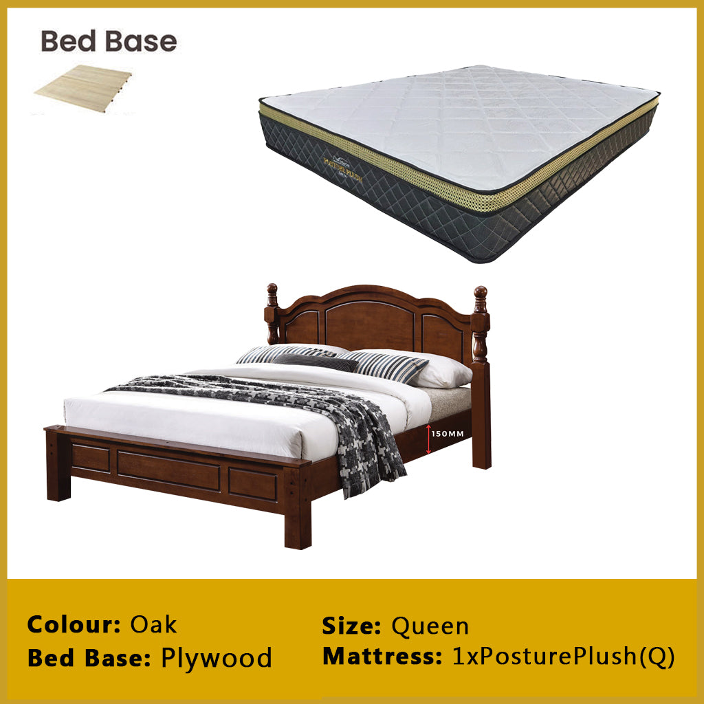 Estus Wooden Bedframe MDF + Veneer W/ Plywood Base Queen/King Size - w/ Mattress Option