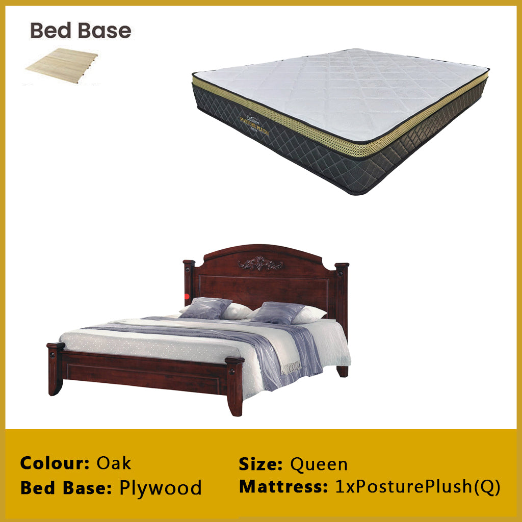 Cade Wooden Bedframe Solid Wood With Plywood Base Queen Size - w/ Mattress Option