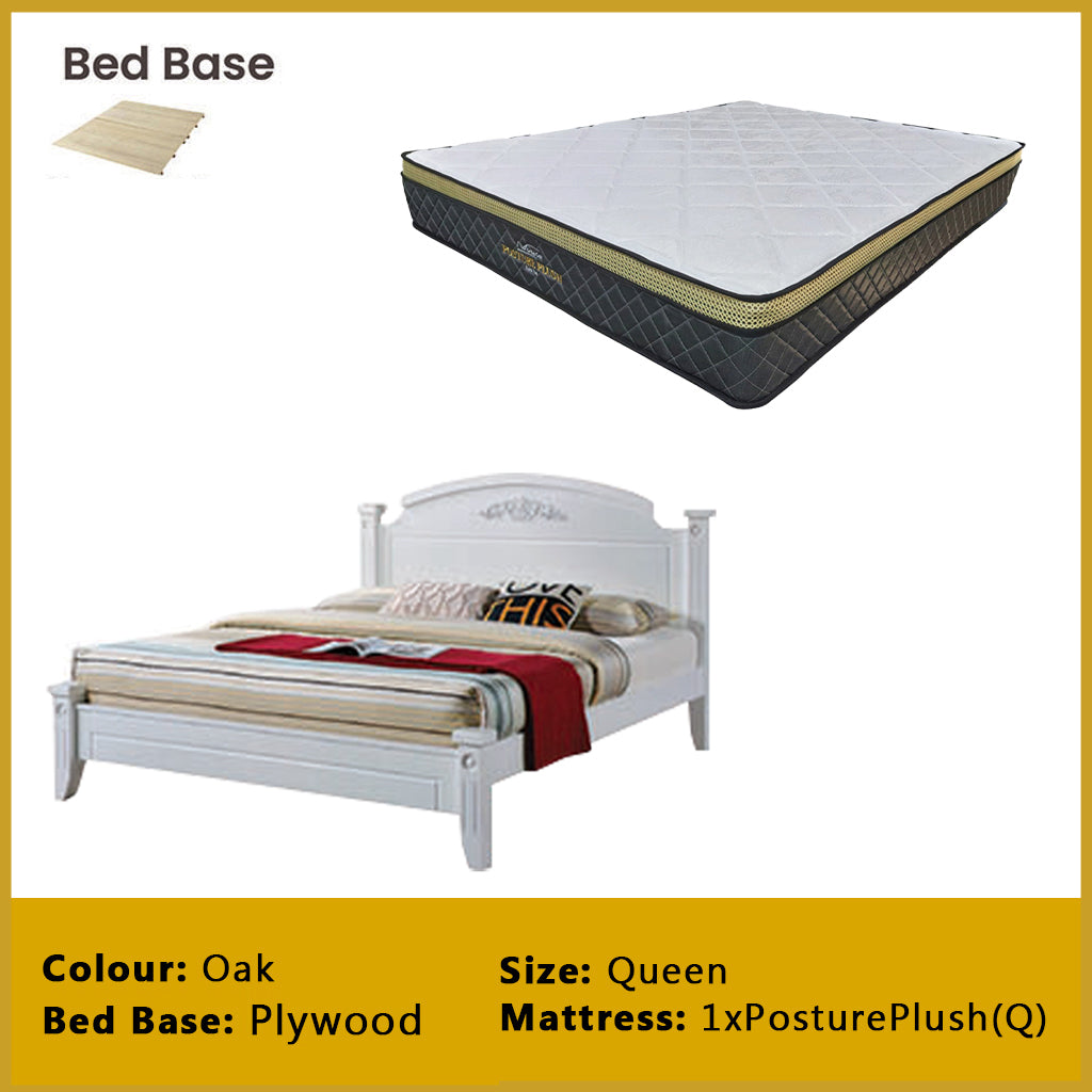 Cadeyn Wooden Bedframe Solid Wood With Plywood Base Queen Size - w/ Mattress Option